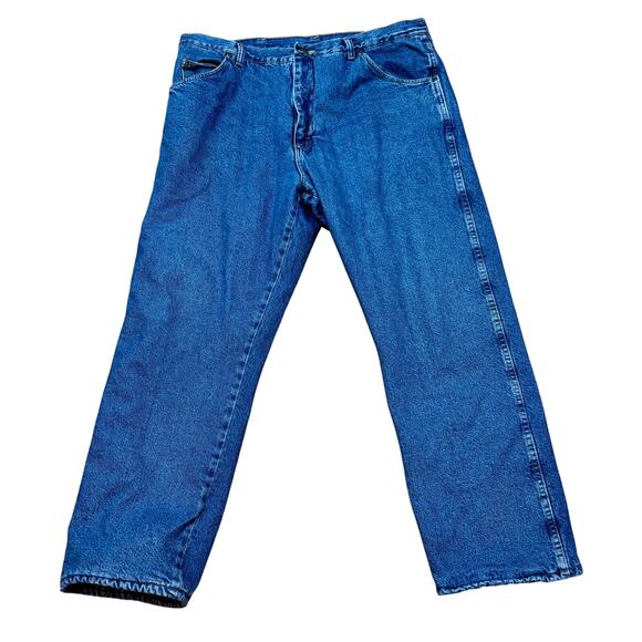 Wrangler Rugged Wear Thermal Jean Men's W40 L30 Relaxed Red Lining High Rise - Picture 1 of 5